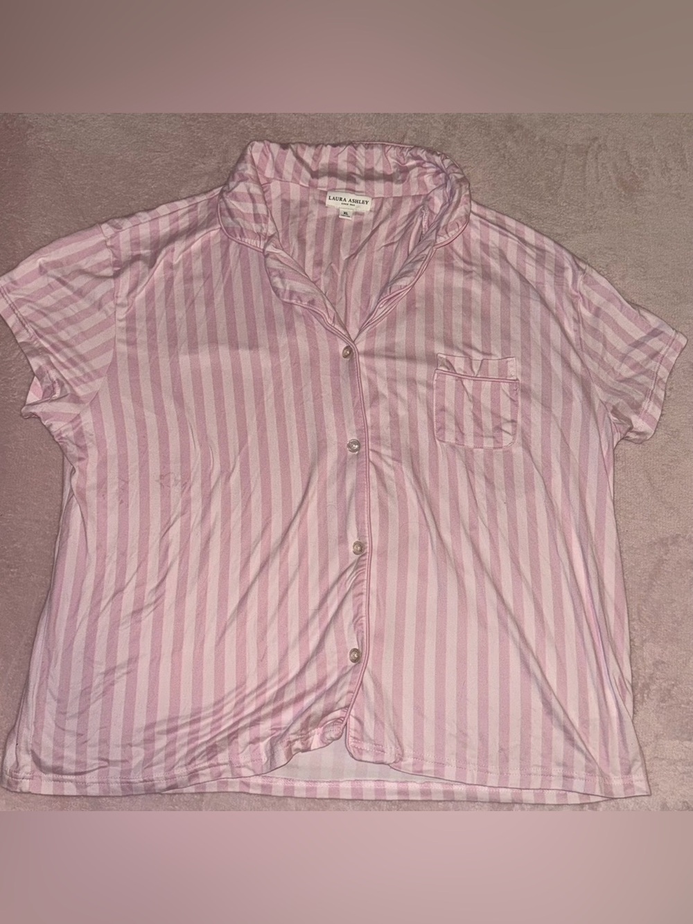 31 🌸 Pink White Striped Pajama Sleep Shirt 🌸